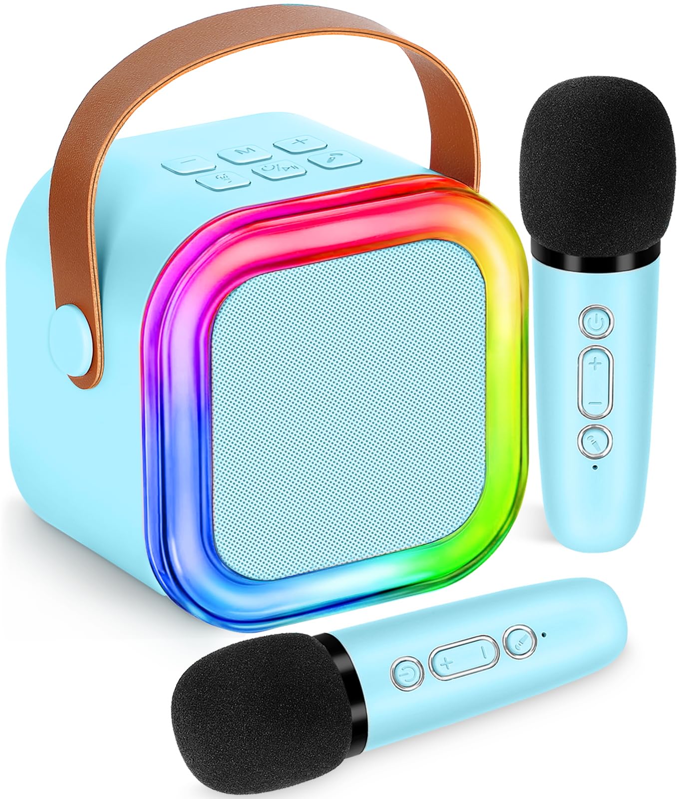 Karaoke Machine for Kids Adults, Mini Wireless Karaoke Microphone Portable Bluetooth Speaker Player with Sponge Covers Gifts Toys for Girls 4, 5, 6, 7, 8, 9, 10 +Year Old Birthday Home Party (Blue)