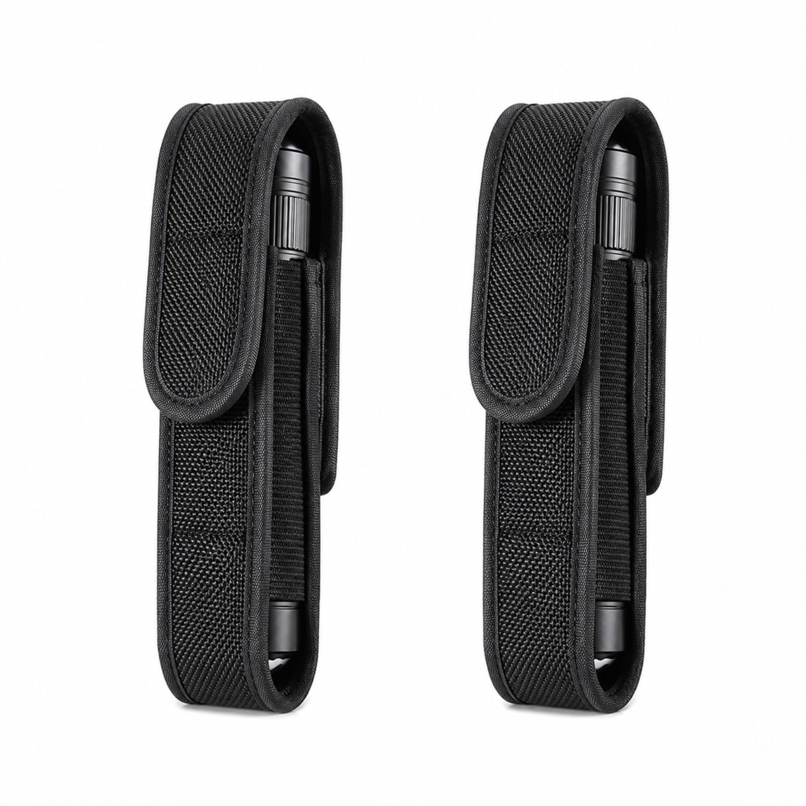 2 Pcs Flashlight Pouches, Molle Pouches Black Torch Cover Holder, Nylon Torch Pouch Holder, Torch Holster Holder Cover Case for Home Outdoor Hunting, Camping, Hiking