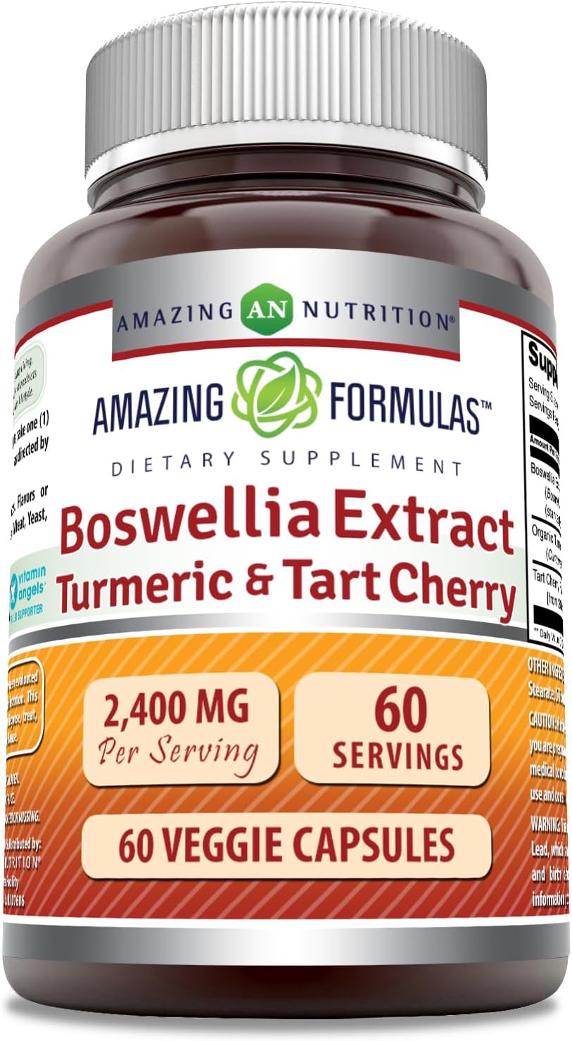 Amazing Formulas Boswellia Extract Turmeric and Tart Cherry Supplement 2400 Mg Per