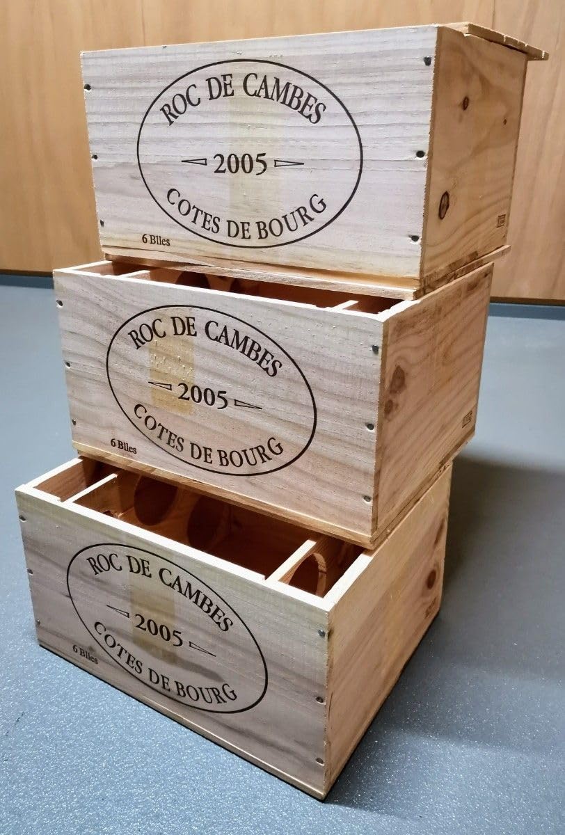 フランスボルドーワイン木箱３、2005’ロック ド カンプ　ウッドケース　レア品 フランスボルドーワイン木箱3、2005'ロック ド カンプウッドケースレア品