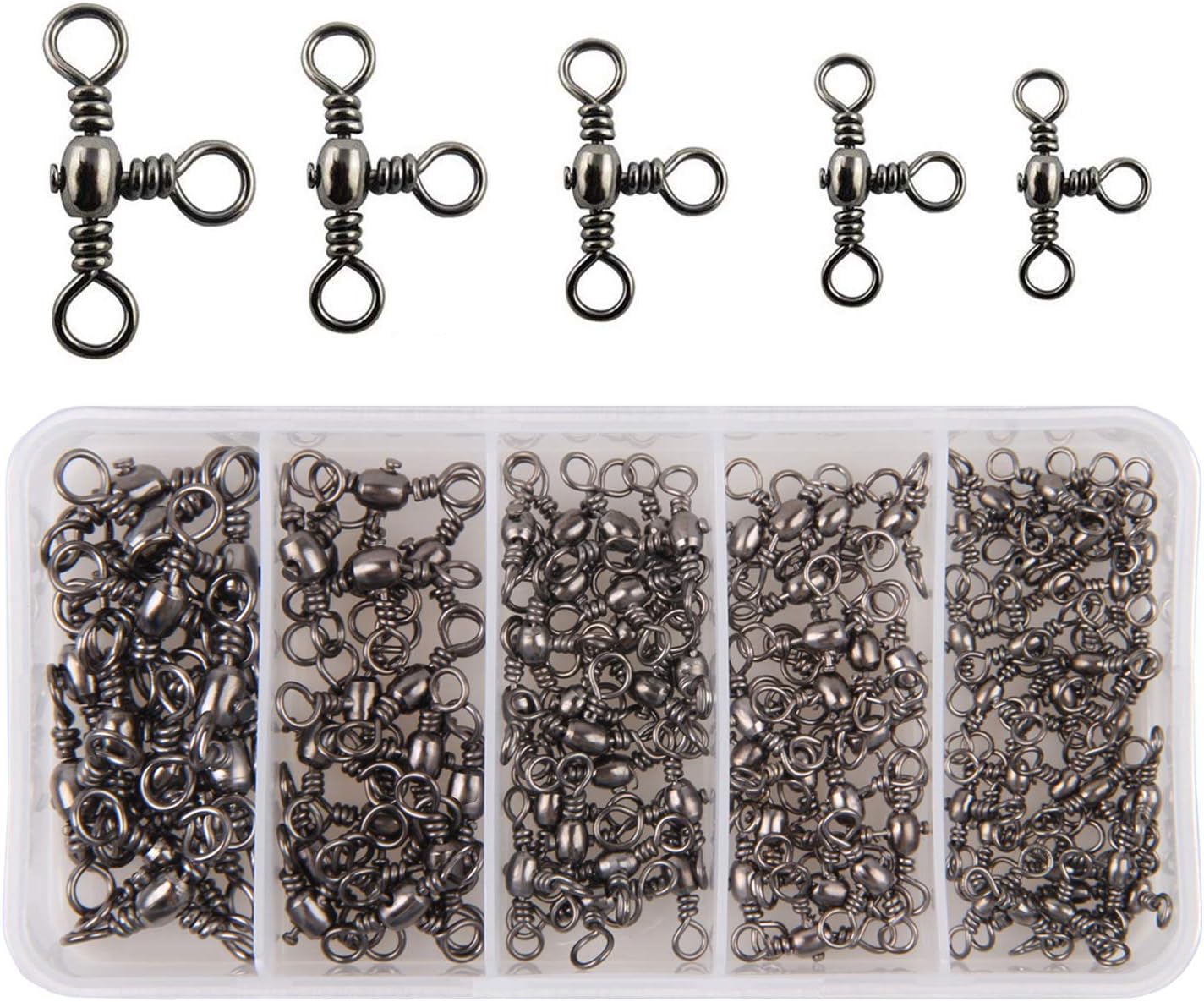 AGOOL 3 Way Swivels Fishing Tackle, 100pcs Crossline Barrel Swivels TTurn Triple