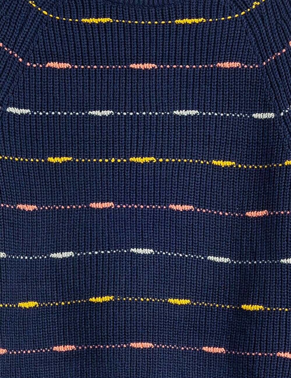 Cable Stitch Women's Dotted Stripe Sweater - Crewneck Long Sleeve Knitted Pullover Top - Image 5