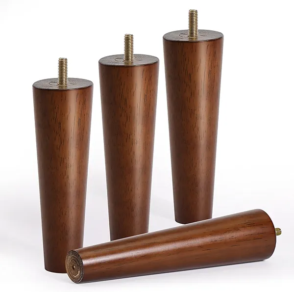 Solid Wood Furniture Legs 8-Inch, Brown Retro Texture Sofa Replacement Wooden Legs Set of 4 for Sofa Feet Cabinet Legs Dresser Legs Couch Legs Couch Feets Chair Legs (4-Pack, 8-Inch)