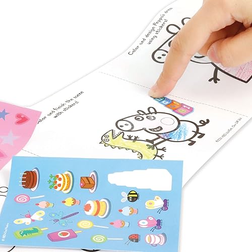 Miniatura 6 de Peppa Pig Actividad de color y pegatina la funda con cremallera tiene capacidad para colorear de 10 pies, 2 hojas de calcomanías y 6 crayones para