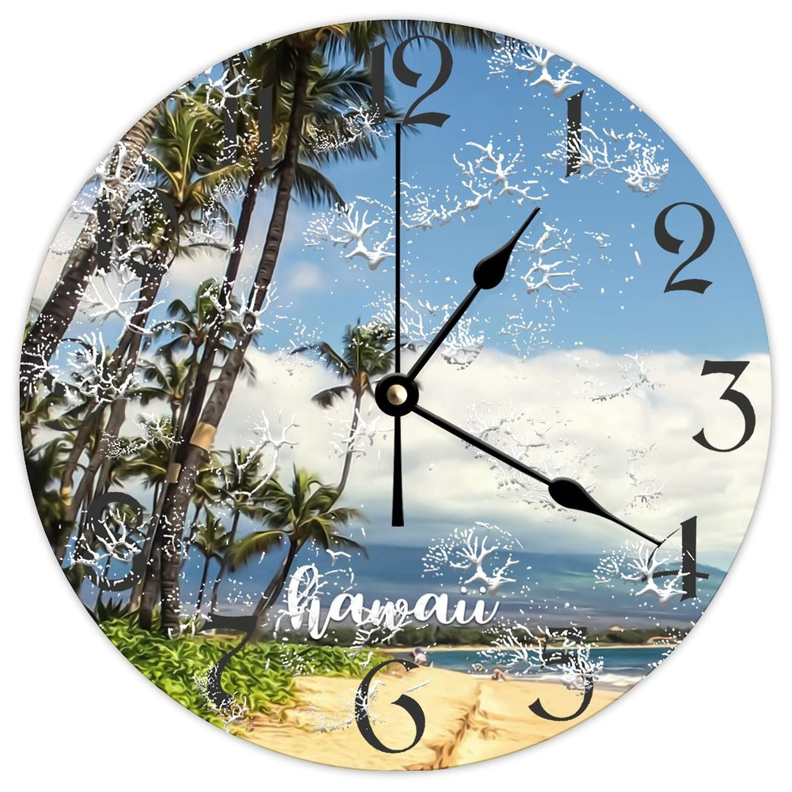 Horloge en bois Hawaii City silencieuse pour en finir avec le tic-tac