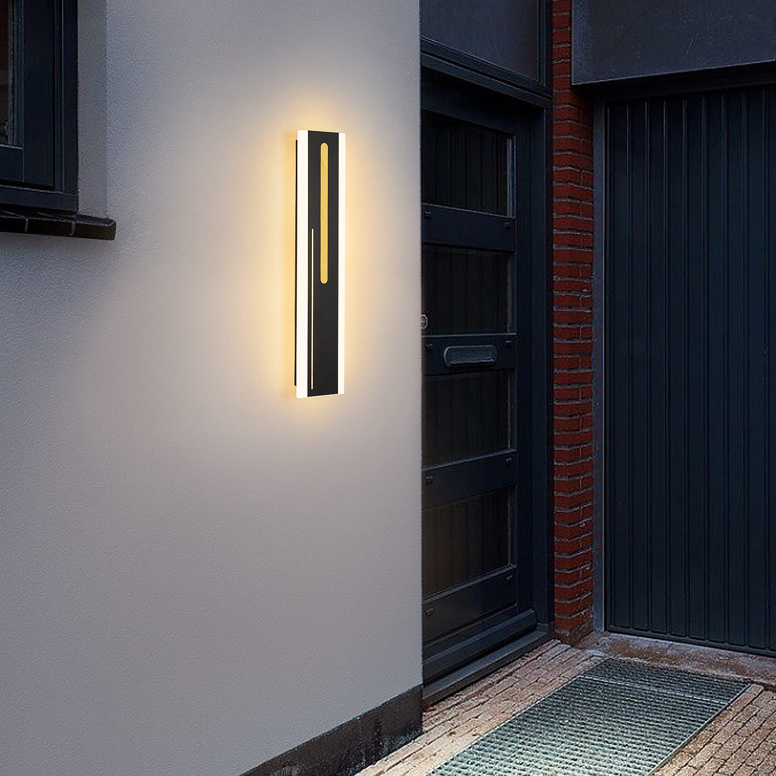 Wecssf Outdoor Wall Sconce 19.7in 15W LED Modern Wall Lights Black Exterior Wall Light Fixture