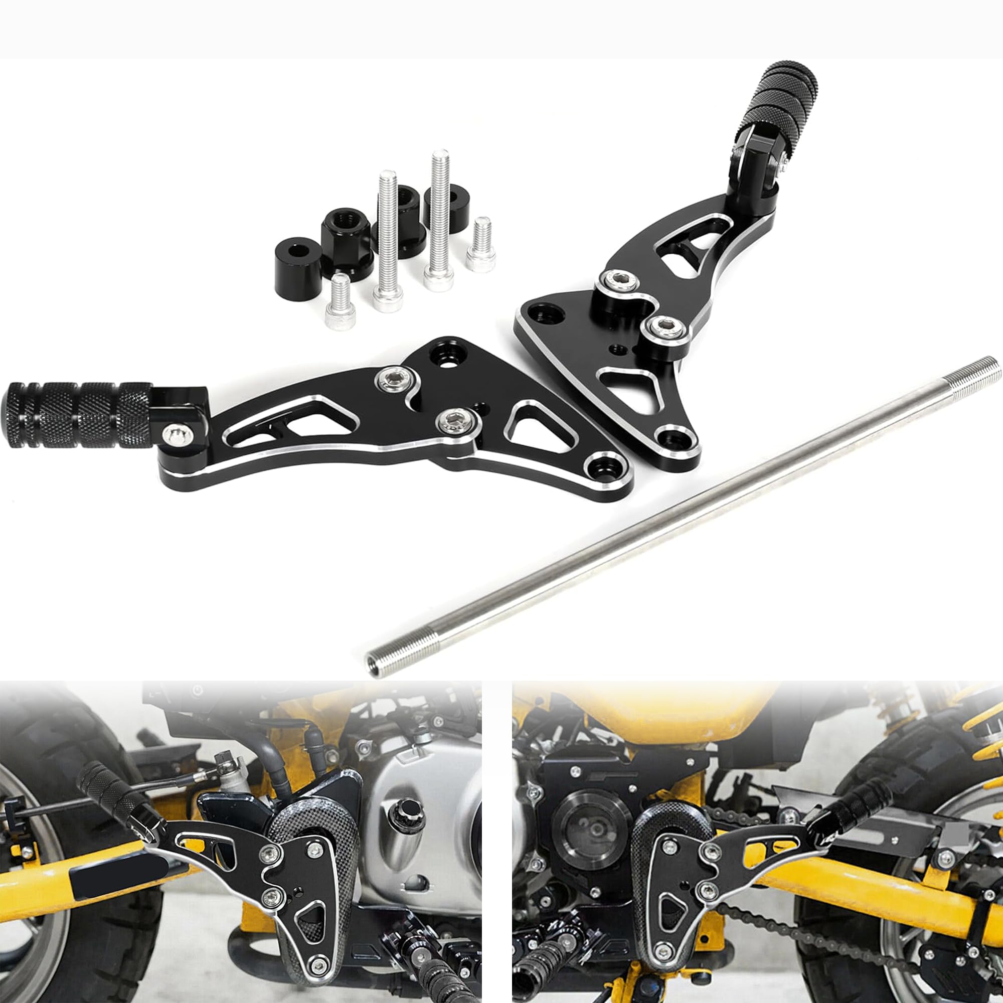 Monkey 125 Foldable Rear Passenger Footrest Foot Pedal Pegs Compatible with Monkey 125 Z125M Z125MA ABS 2018-2025 CNC 3D Carving Motorcycle Rear Pedal