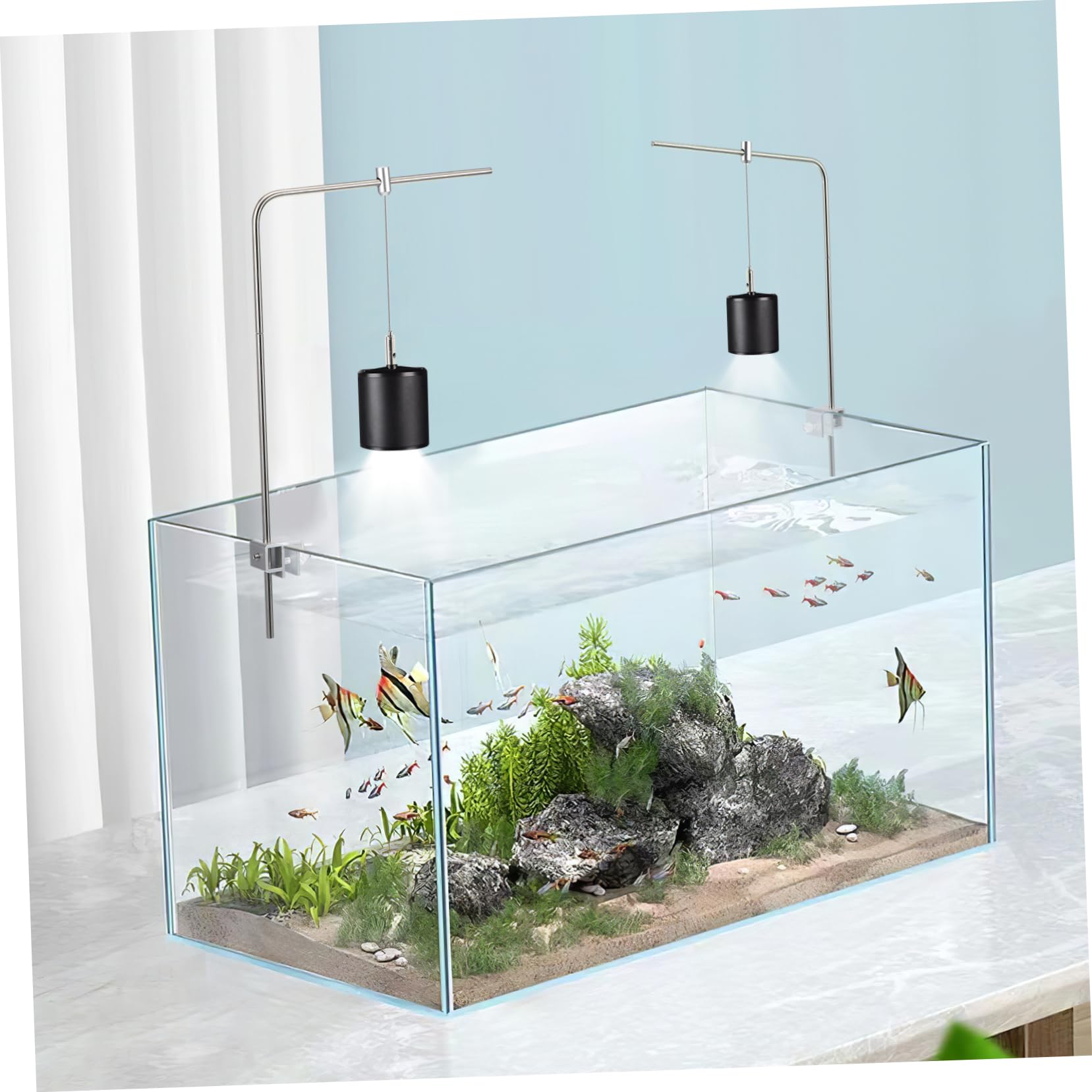 Aquarium Lampenhalterung aus Aluminiumlegierung, Silber, Verstellbar
