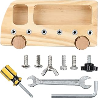 BBLIKE Montessori Screw Driver Board for Kids Learning Wooden Materials for 3 4 5-Year Basic Skills Educational Sensory Wood Toy Screw Board Pedagogical Skill Toy fine Motor Skills Toys
