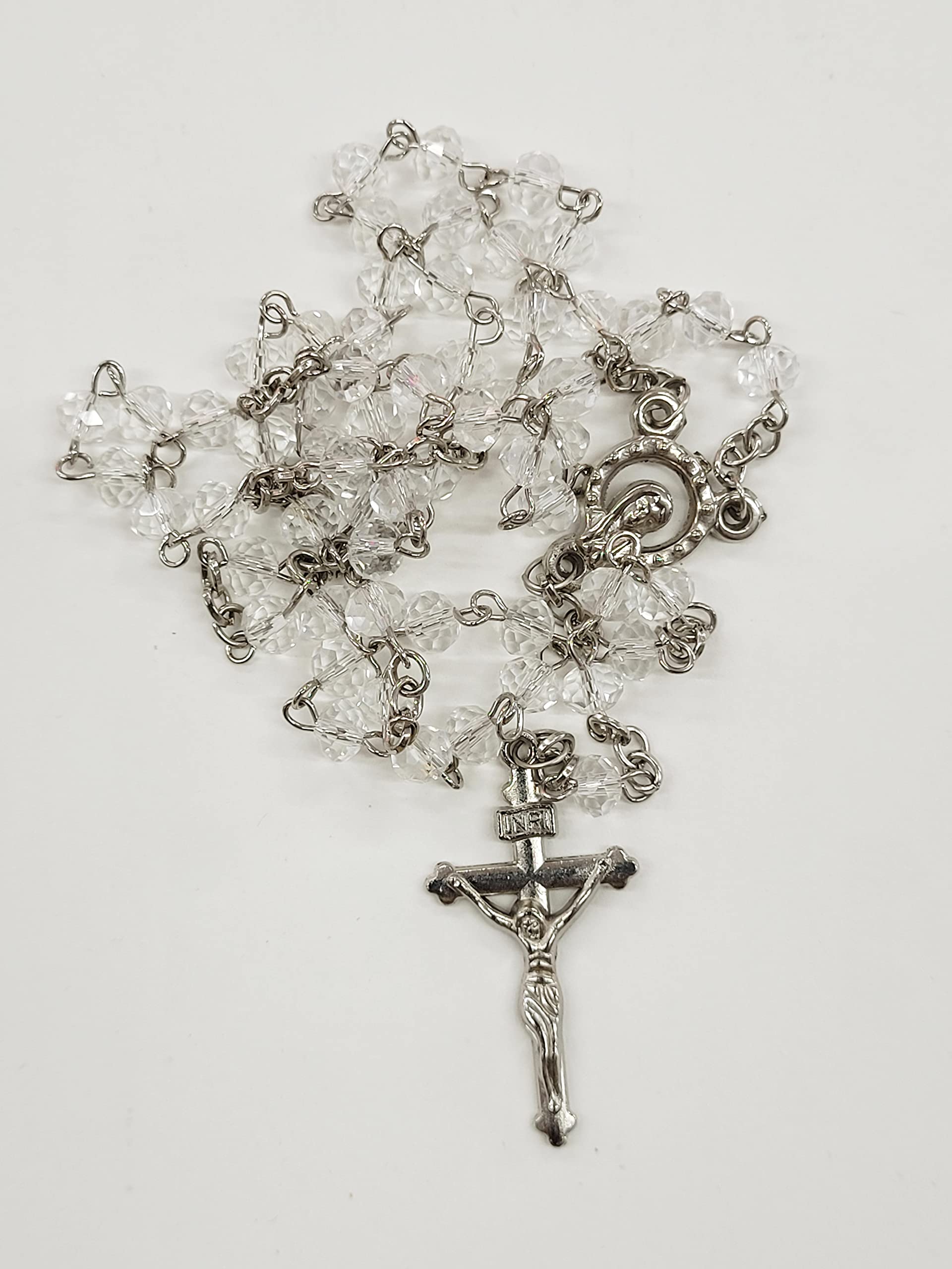 White Crystal Beads Rosary for Wedding/Communion/Baptism/Confirmation (6mm) | Catholic Praying Rosary for Praying & Gifting-image-5