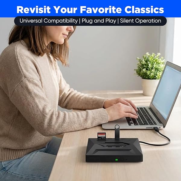 SakerPlus 7-in-1 External USB DVD Drive & Blu-ray Player, USB 3.0/Type-C Portable BD/DVD/CD Burner Reader Writer with USB Hub, SD/TF Card Reader, 6X Blu-ray Optical Drive for Laptop/Desktop (1-Pack) - 4