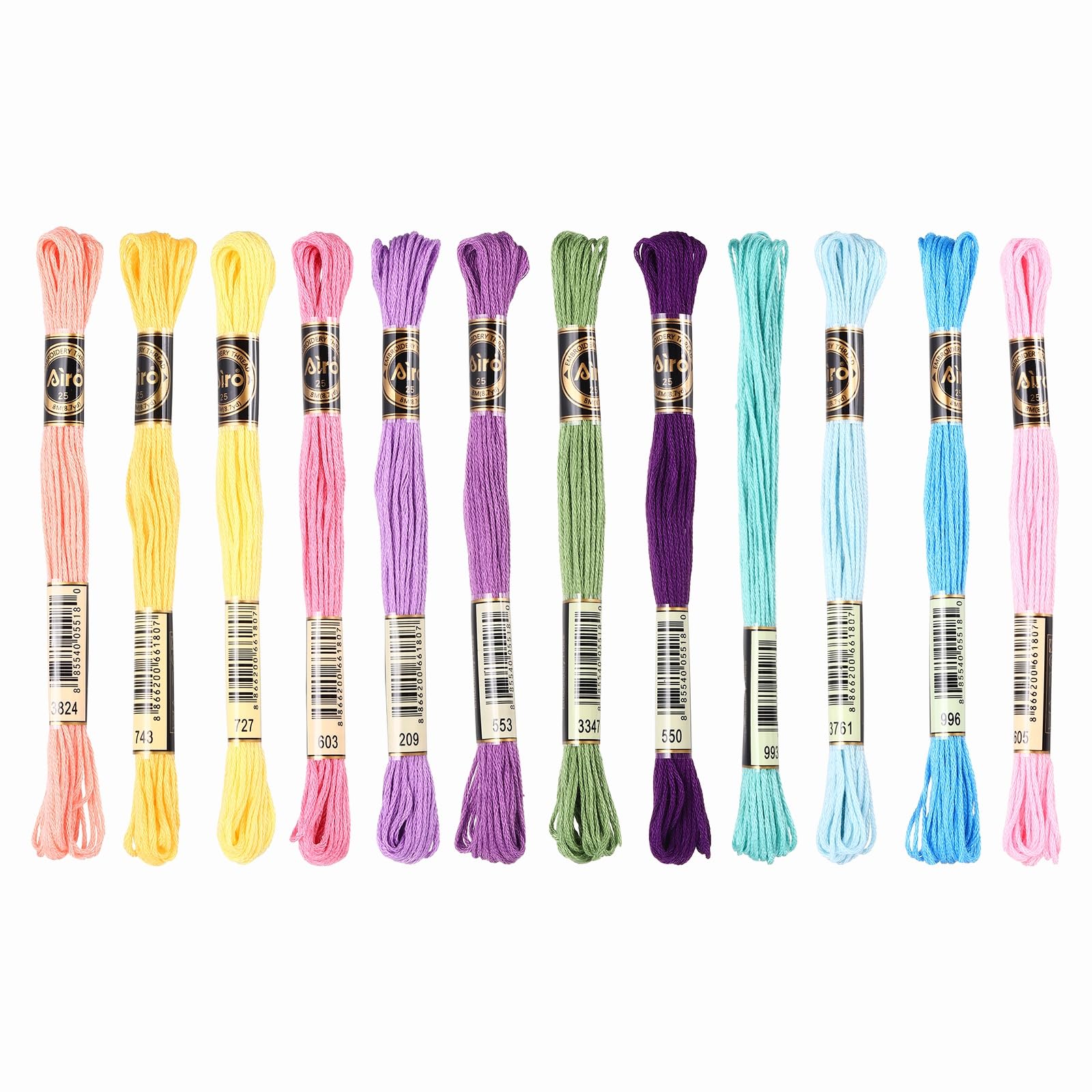 PATIKIL 12 Skeins Embroidery Floss Polyester Embroidery Threads Bracelets String for Cross-Stitch Hand Embroidery, Pastel Colors