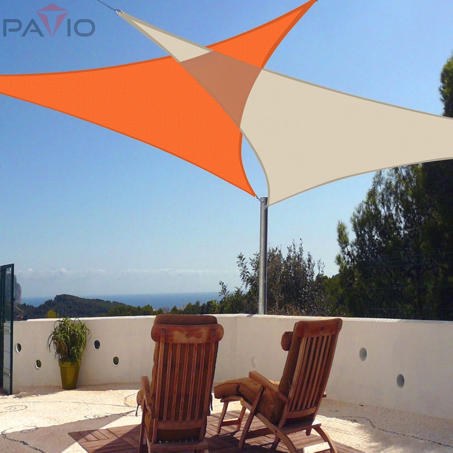 Patio Paradise 12' x 14' x 18.4' Waterproof Sun Shade Sail Triangle Right, UV Block Sunshade Canopy Outdoor Patio Covers Shade Cloth Tarp for Backyard Deck Garden Awning (Customized), Beige