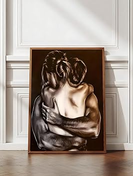 YUSUZHU 1pc Modern Art Posters, Sexy Men And Women Embracing, Love Painting Oil Paintings, Art Wall Pictures Canvas Art Prints 80x120cm Withframe
