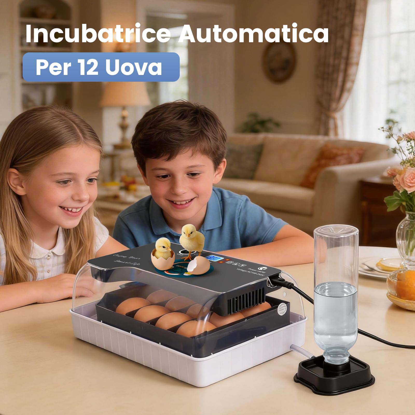 Incubatrice per Uova, 12-35 Uova Completamente Automatica con Display Della Temperatura, Controllo Della Temperatura e Giratore Automatico Delle Uova, per Galline da Cova, Quaglie, Anatre, Oche