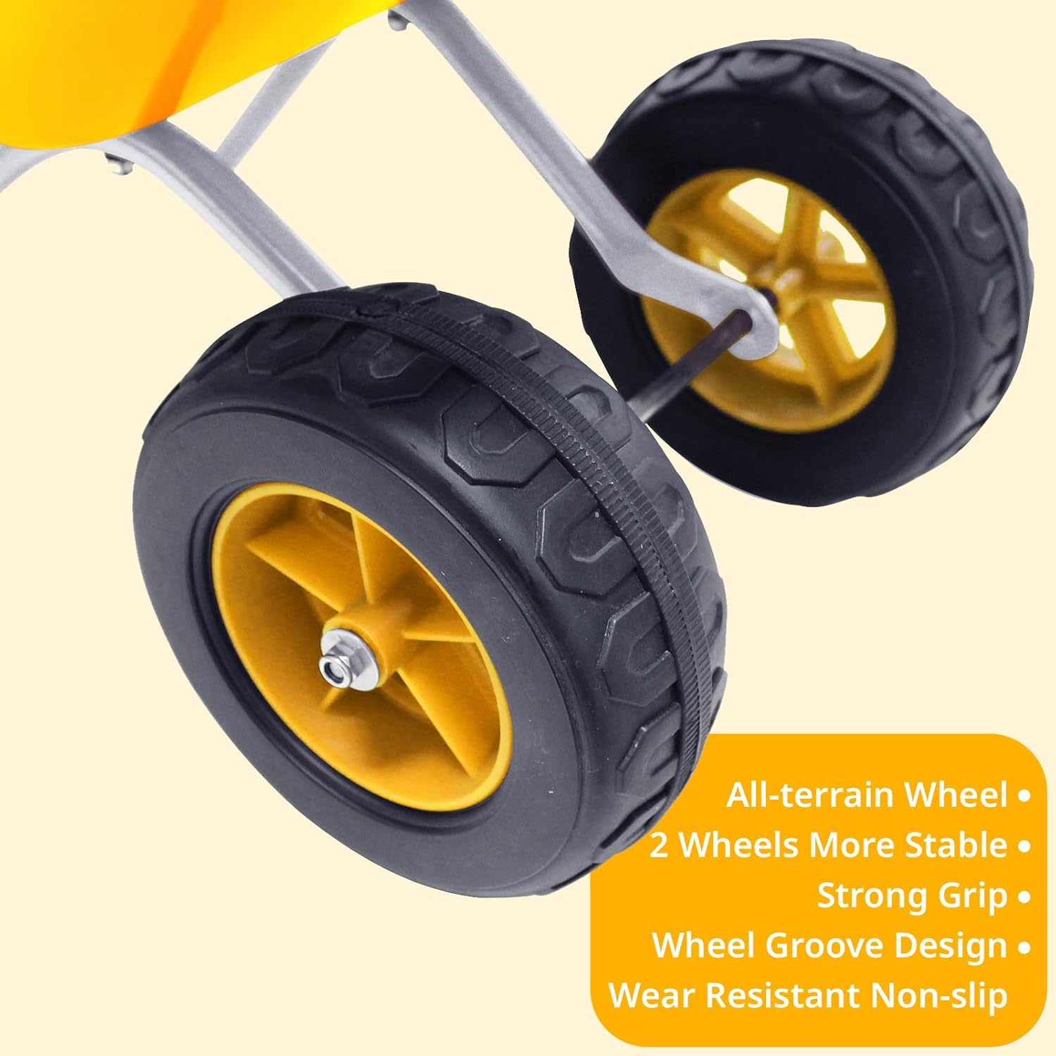 Kids Gardening Tool Set Wheelbarrow,Toddler Metal Wheelbarrow Outdoor Toy for Kids Dig Sand/Dirt,Shovel Snow,Leaves (Yellow Set)