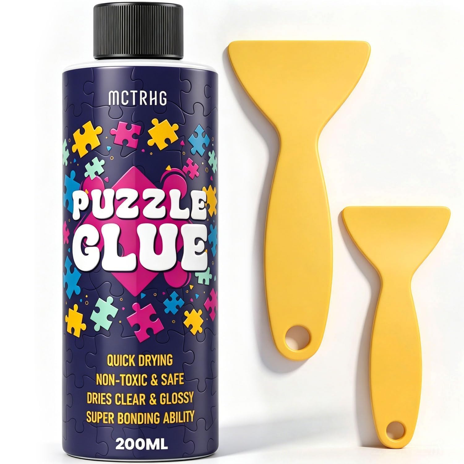 Clear Jigsaw Puzzle Glue with Applicators, Quick-Dry, 200mL, 5,000 pieces