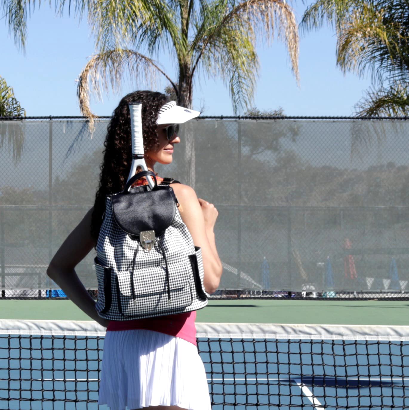 Court Couture Hampton Houndstooth Black Tennis Backpack 