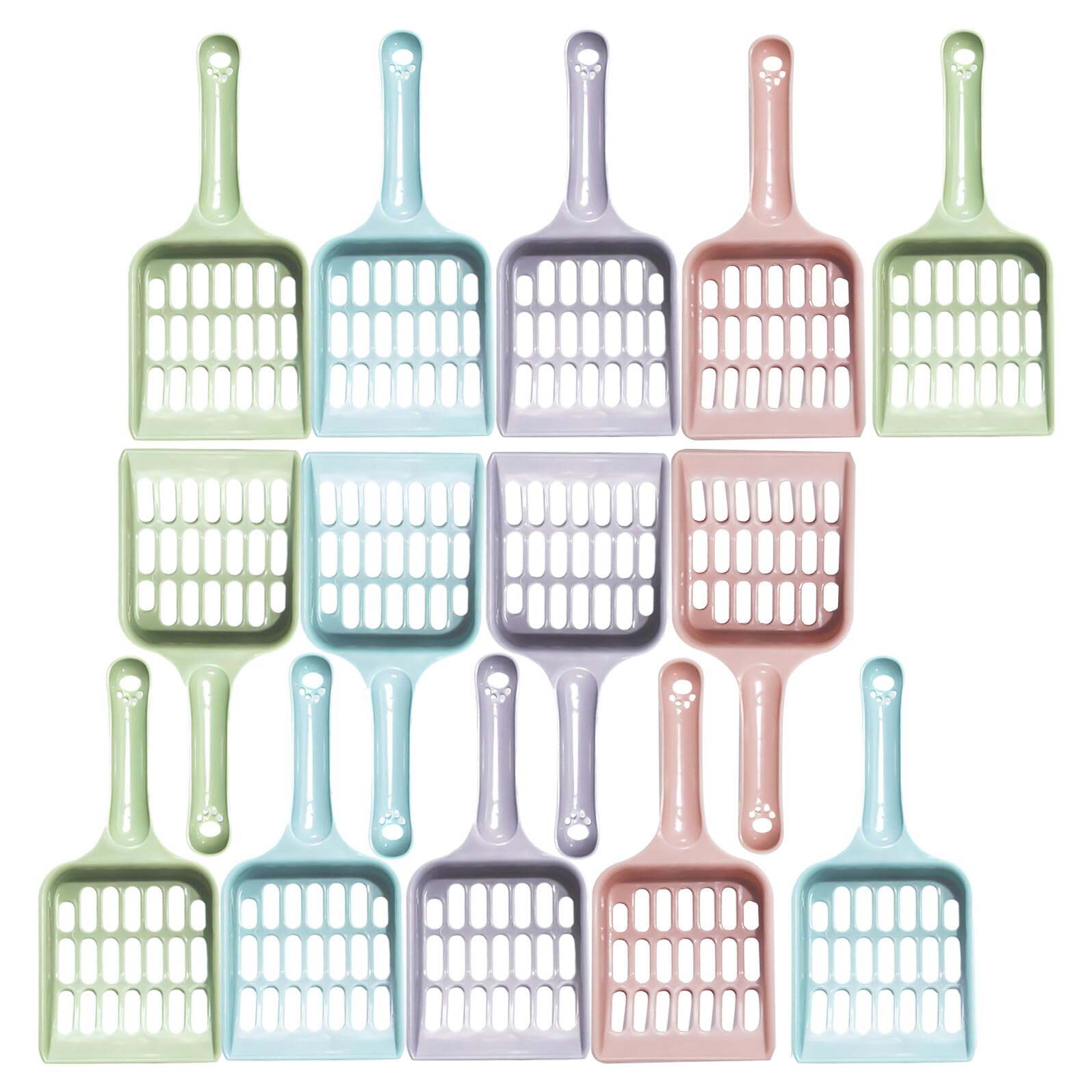 Palette per Lettiera per Gatti in Plastica Setaccio Fori Piccoli Paletta Leggera Infrangibile per Raccolta Escrementi Confezione da 24 Pezzi Colorati Adatta per Pulizia