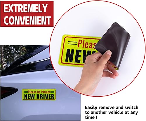 Miniatura 5 de SINGARO Nuevo imán para el automóvil, 3 calcomanías magnéticas reflectantes para el conductor principiante, accesorios exteriores del automóvil,