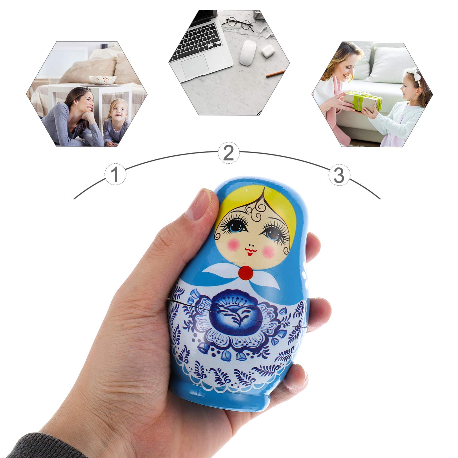 Toyvian Muñecas rusas matryoshka 5 muñecas tradicionales babushka matryoshka muñecas de madera niñas figuras apilar muñecas juguetes regalo para niños cumpleaños 11 cm de altura estilo aleatorio