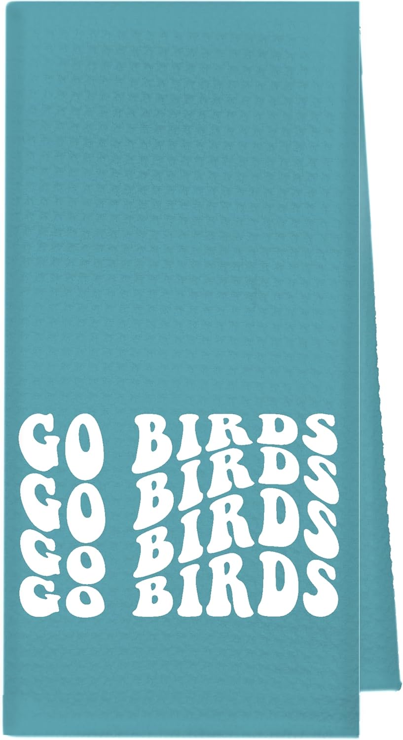 kunlisa Trendy Groovy Go Birds Football Kitchen Towels,Football Hand Towels,Eagle Decor,Eagles Fan Gifts,16×28 Inch(Light Green)