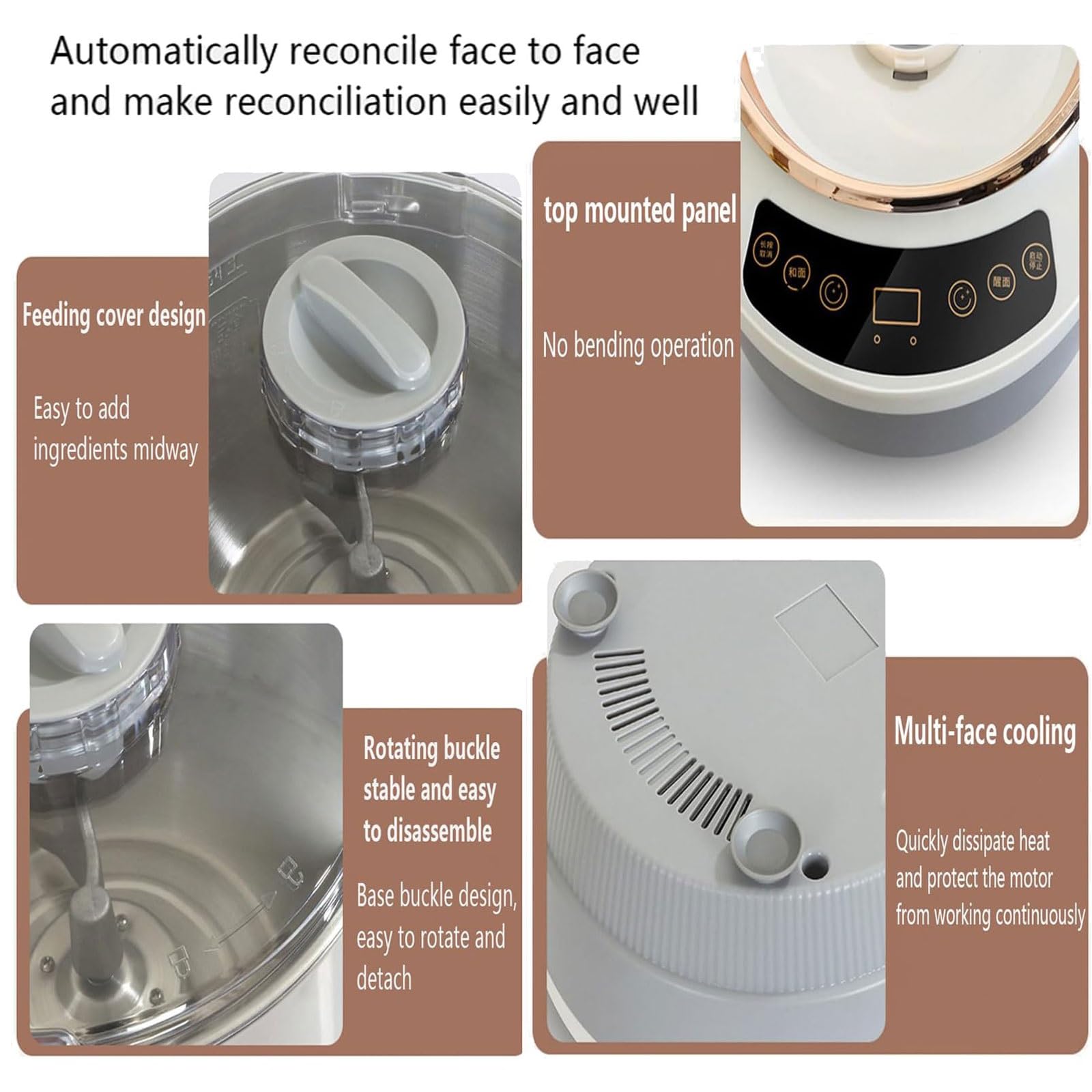Machine à Pâte avec Fonction Fermentation, Mélangeur en Acier Inoxydable de 5L/7L pour la Cuisson à Domicile, Machine à Pétrir Antiadhésive avec Panneau de Minuterie et Chambre de Réserve
