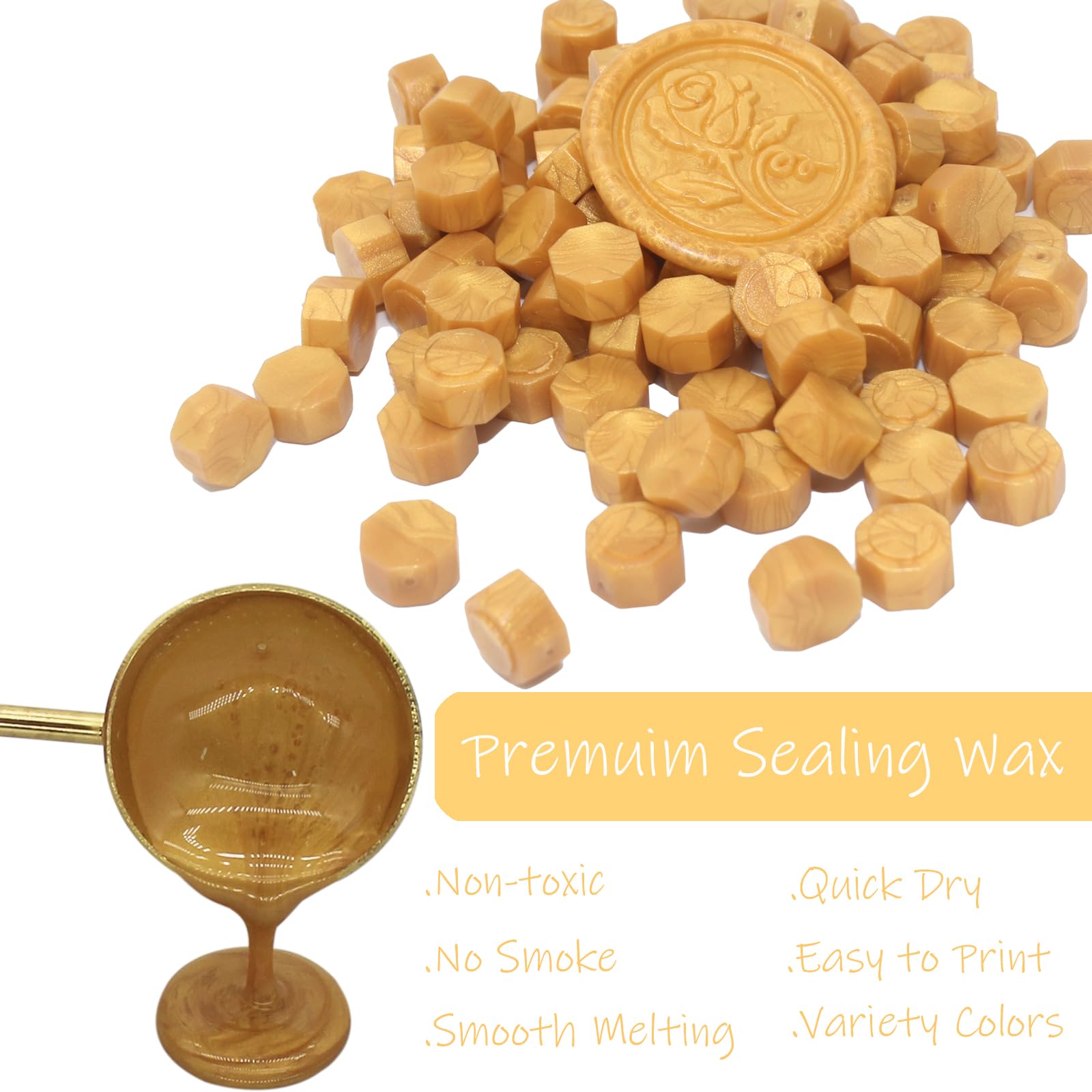 PATIKIL Wax Seal Beads 720pcs Sealing Wax Beads Octagon Wax Seal Stamp Beads For Stamp Seals For Letter Wedding Invitation Envelope Craft Orange