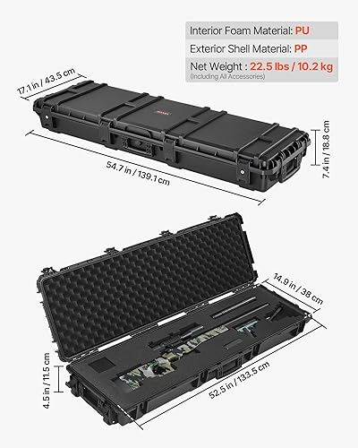 Miniatura 124 de VEVOR Rifle Case, Rifle Hard Case with 4 Layers Fully-protective Foams, Lockable Hard Gun Case with Wheels, IP67 Waterproof & Crushproof, for Rifles