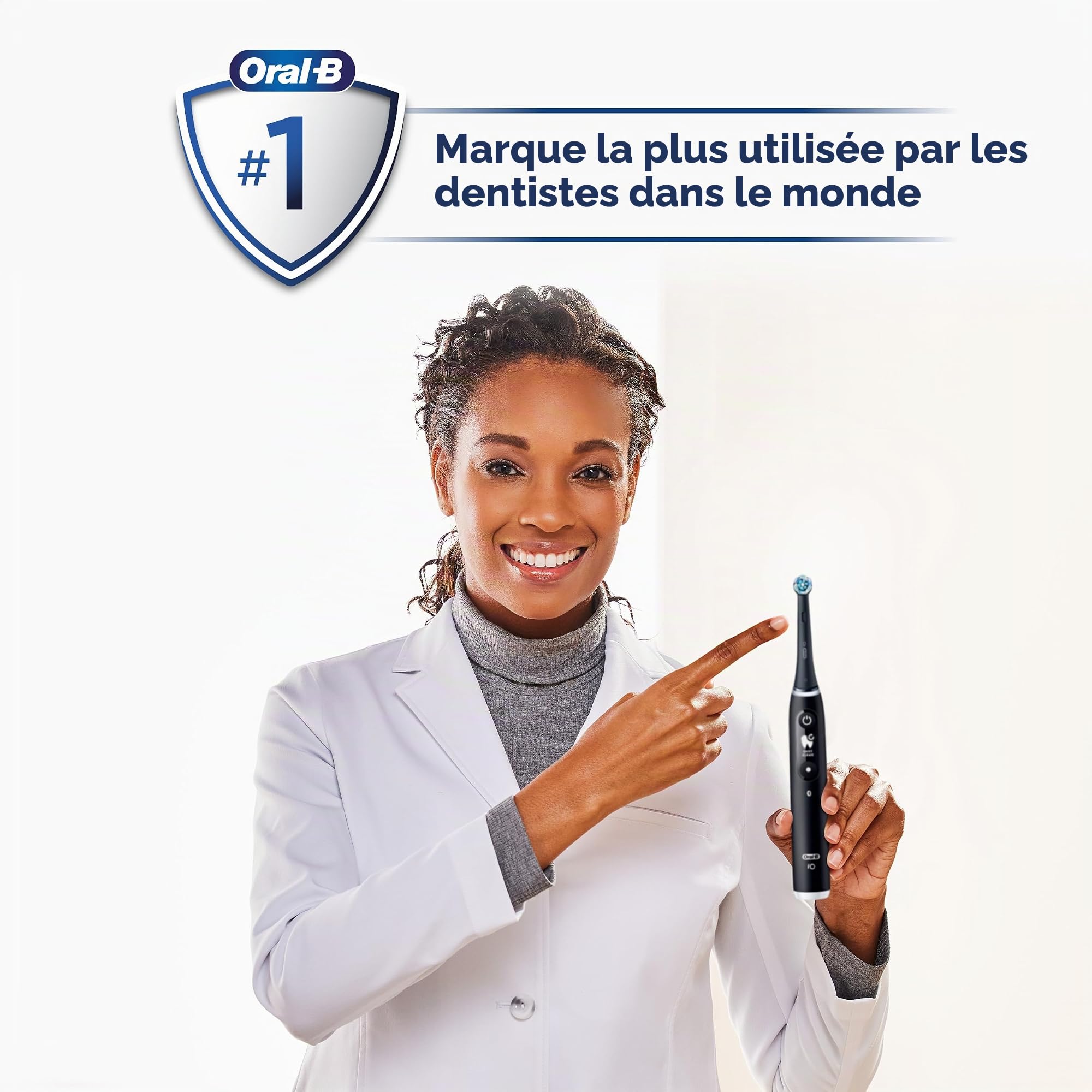 Oral-B iO Series 6 Brosse à dents électrique rechargeable avec capteur de pression visible pour protéger les gencives, minuterie de 2 minutes, 5 réglages de nettoyage, 1 tête de brosse à dents de