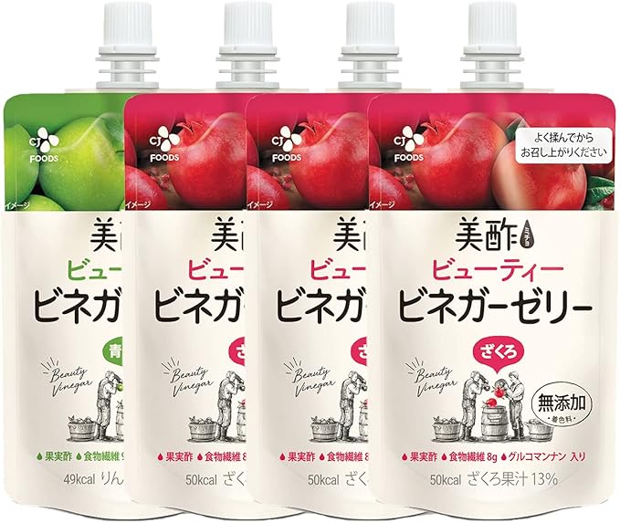 Amazon 公式 美酢ビネガーゼリー 4本セット 青りんご 1本 ざくろ 3本 美酢 無添加 飲むお酢 お酢 ドリンク ジュース ゼリー飲料 ギフト プレゼント 美酢 食品 飲料 お酒 通販