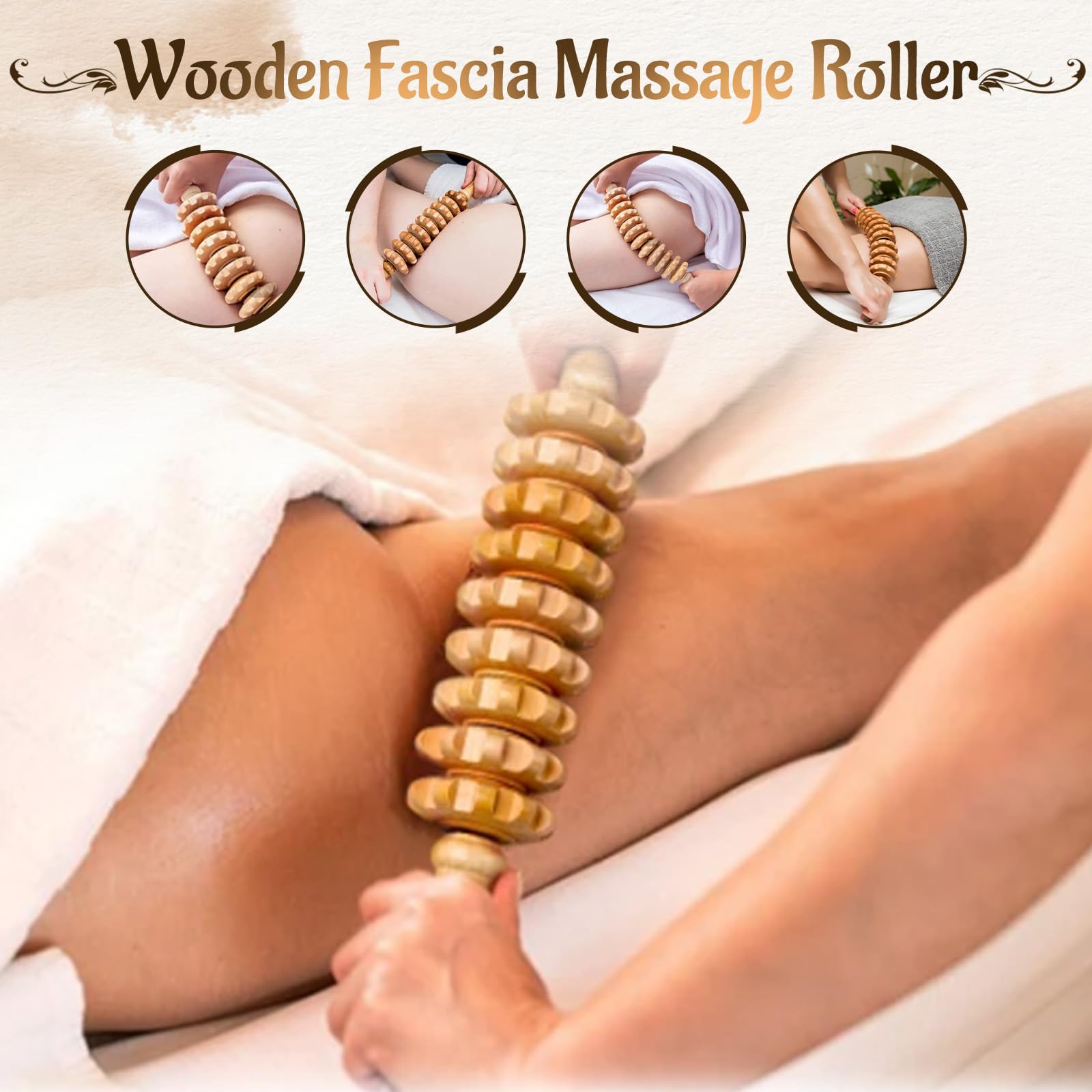 Yofuly 6 pcs Holz-Therapie-Massagegerät, Holz-Massageroller professionelles Maderotherapie Massagegerät Set für Körperformung, Lymphdrainage, Muskelschmerzlinderung, Anti Cellulite