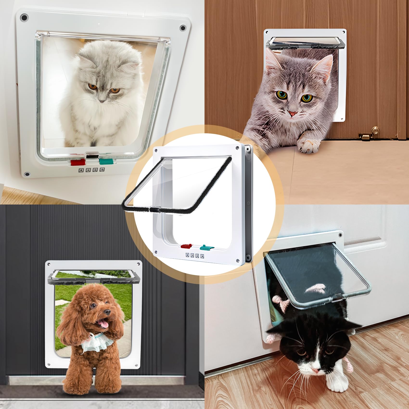 Sportello Per Gatti, Porta Per Gatti E Cani, 4 Vie Chiusura Per