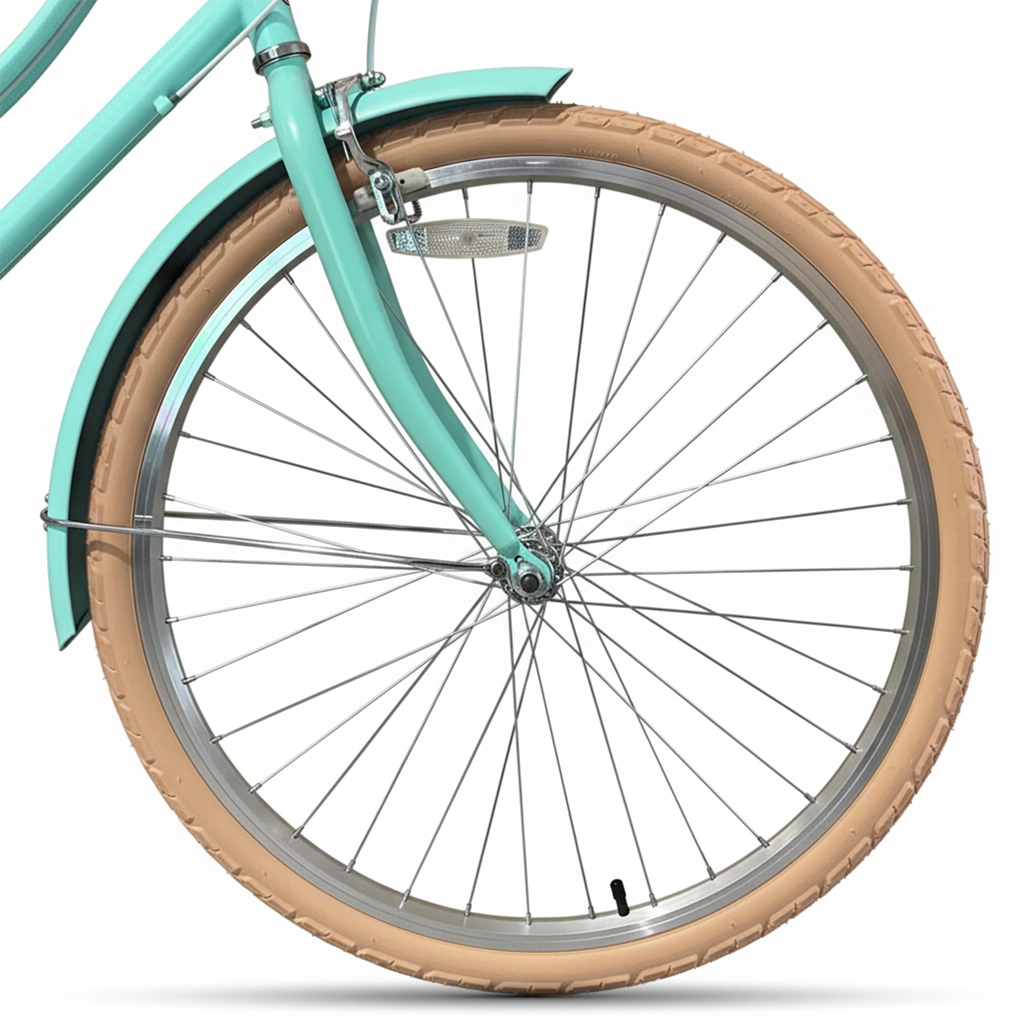 CYBIC bici da città 24/26'' per donna, stile retrò, 7 velocità, telaio leggero in alluminio con cestino in rattan, ideale per pendolari e uso urbano (Pollici, 26, Verde, Pollici, 16)