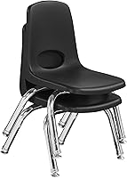 Vista 47 de FDP 13050-LG - Silla escolar apilable de 18 pulgadas, asiento apilable para estudiantes con patas de acero cromado y deslizadores giratorios