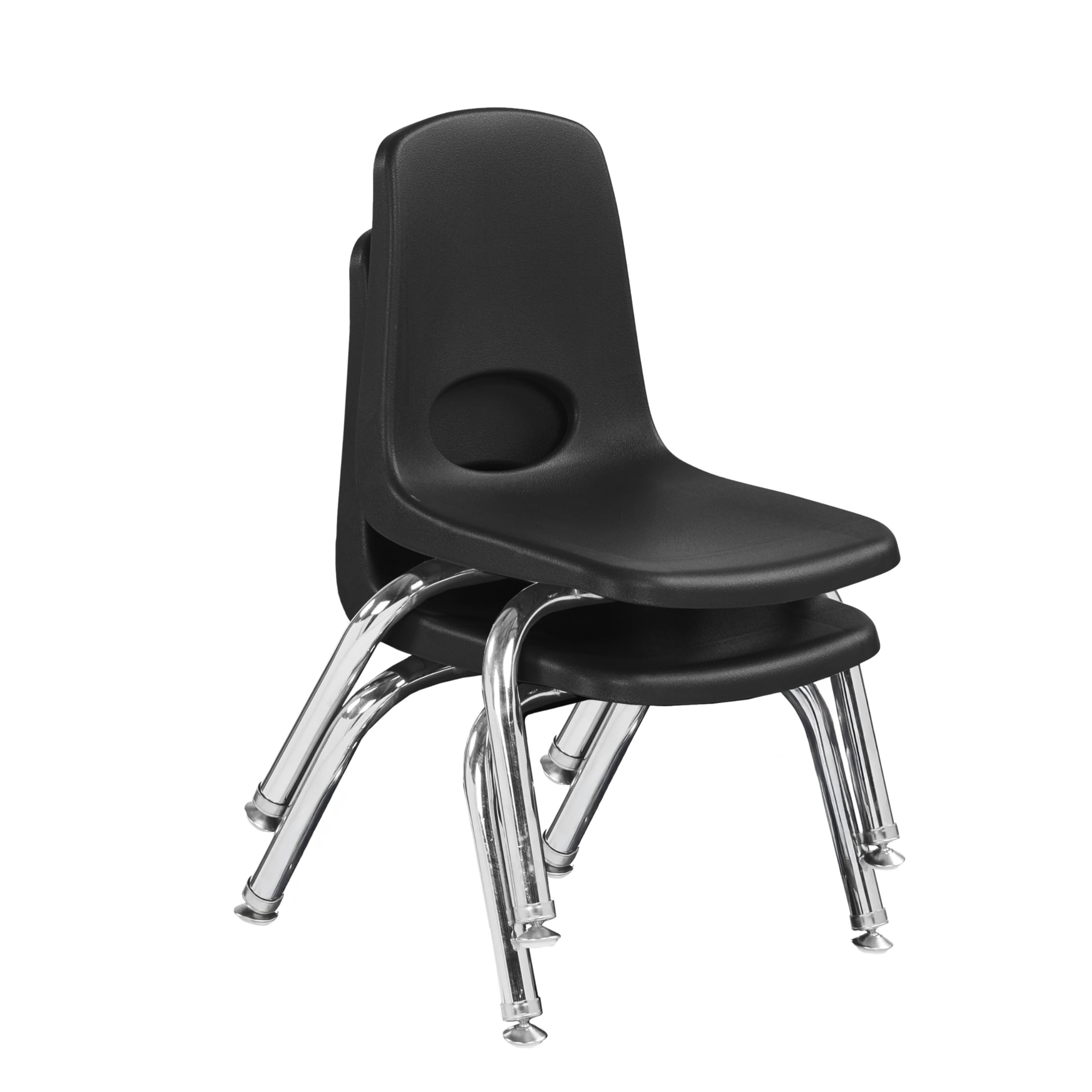 FDP 16" School Stack Chair with Swivel Glides, Black, 2-Pack, 13049-BK