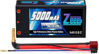 Zeee 2S Shorty Lipo Battery 5000mAh 7.4V 100C Hard Case with 4mm Bullet to Deans Connector for RC 1/10 Scale Vehicles Car Trucks Boats RC Models