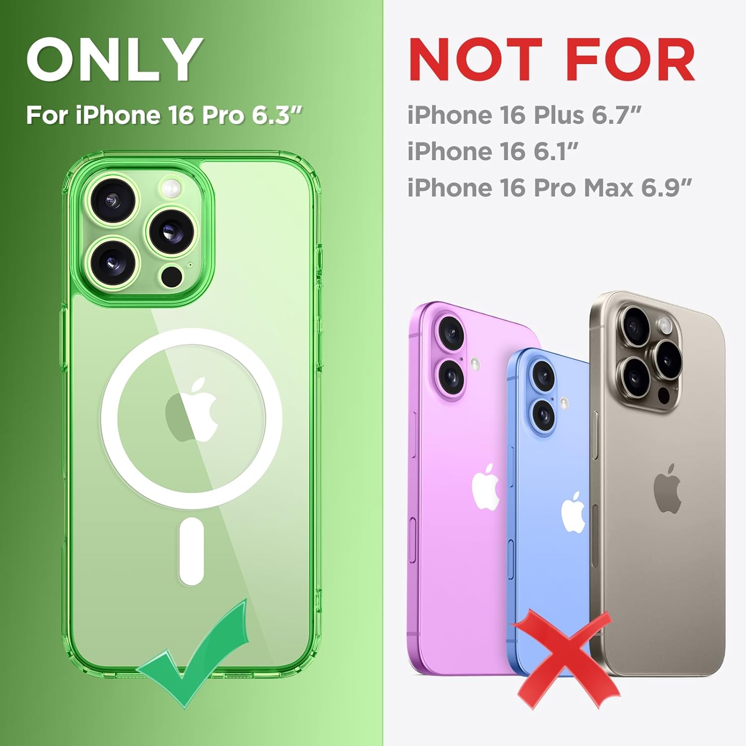 CAPRARO Magnetic Compatible with iPhone 16 Pro Case, Upgraded [Full Camera Protection] [Compatible with MagSafe] Protective Translucent Matte Women Girl Phone Case Cover, Clear Green - Image 2