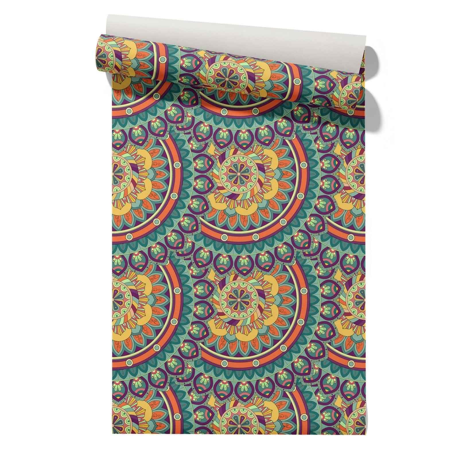 Cevan Style 1 One Roll Wallpaper Paste Waterproof Kitchen Drawer Liner Mandala Ethnic Retro New York Bathroom Cabinet Drawer Shelf Liner Wallpaper 45X500cm