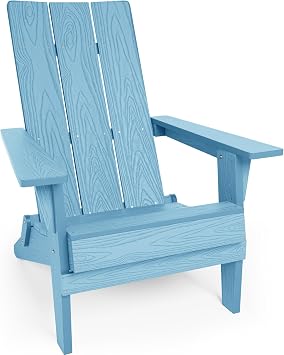 YEFU Adirondack Chairs Oversize Folding 400lb Weight Capacity - Plastic Adirondack Chairs - High Back Modern Like Wooden - All-Weather Use for Outdoor/Patio/Fire Pit/Garden/Camping - Blue