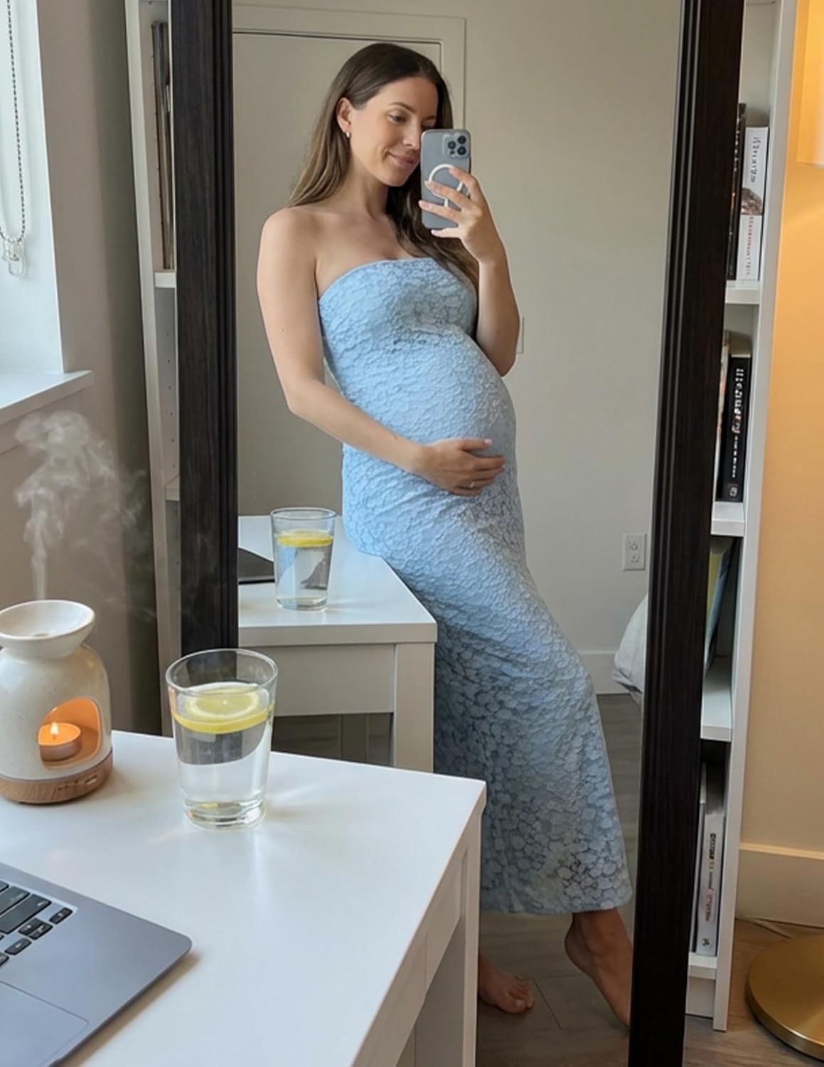 ZESICA Women's 2026 Summer Floral Strapless Bodycon Midi Dress Off Shoulder Tube Beach Wedding Guest Party Long Dresses - Image 6