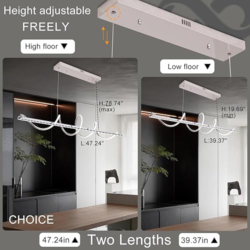 Miniatura 3 de Likflyer Lámpara LED moderna, moderna lámpara de montaje empotrado, lámpara ajustable para isla de cocina, lámpara colgante de pintura para mesa de