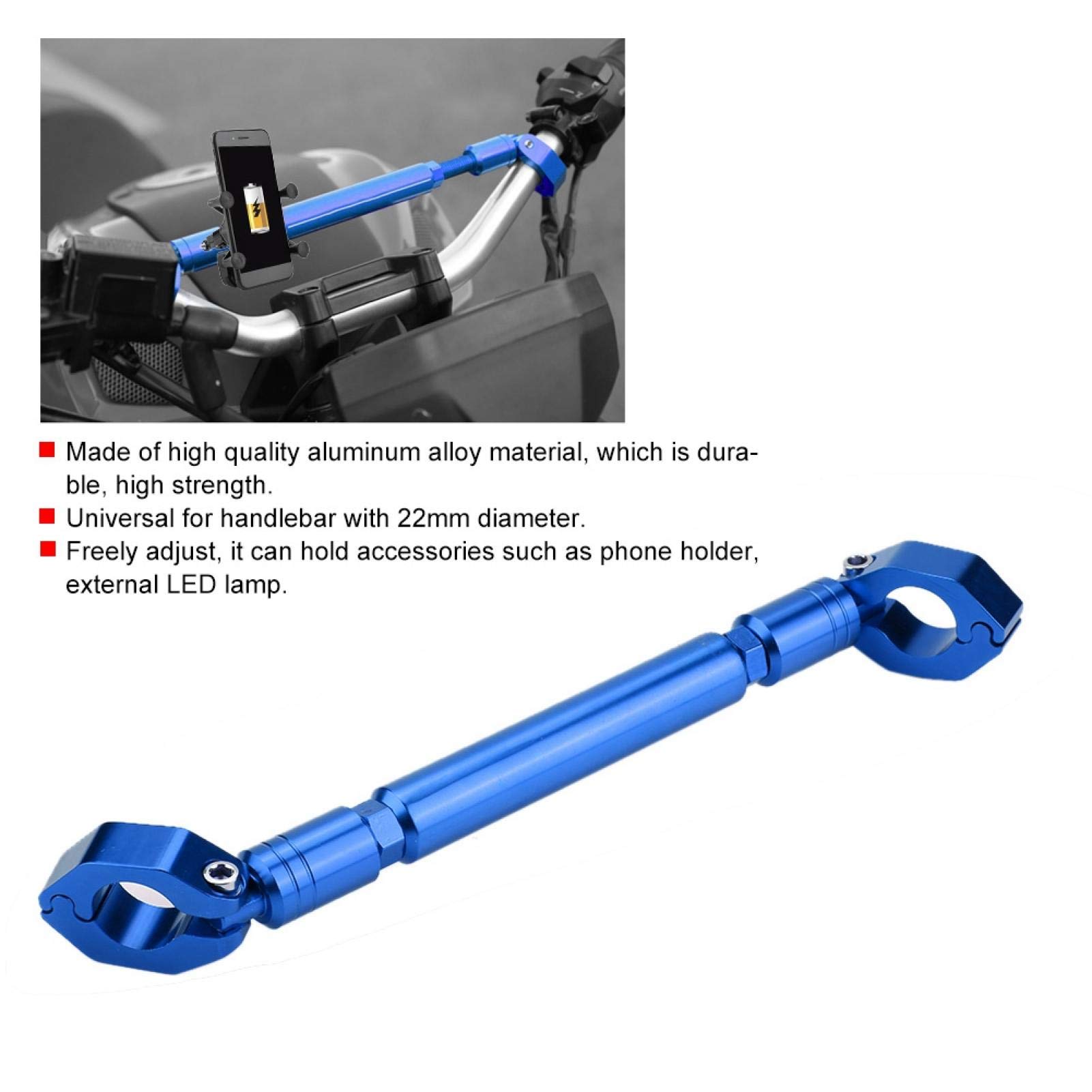Barra de Equilibrio Universal para Motocicleta, Aleación de Aluminio, Manillar Transversal, Accesorio para Manillar de 22 Mm, Negro/Azul