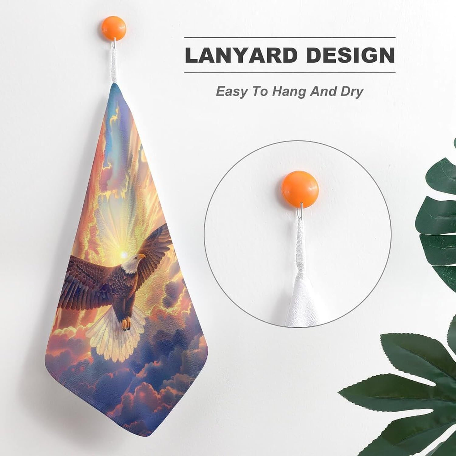 U.S Bald Flyingeagles Hand Towels for Bathroom Kitchen Towels Small Towel Handkerchiefs with Hanging Loop 4PCS