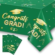 Slergut Green and Gold Graduation Decorations 2026, 3 Pack Graduation Table Cloths 54"x108", Green Graduation Table Decorations Party Supplies Graduation Plastic Table Cover for Middle High School