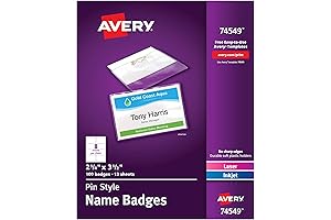 Avery Clear Customizable Name Badge with Safety Pin for Personalized Identification