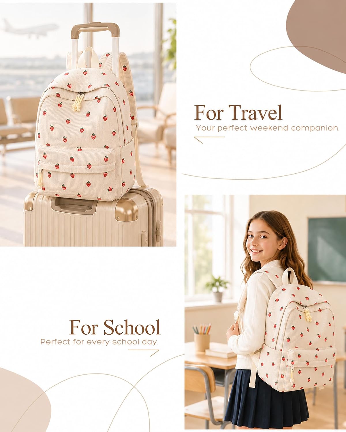 School Backpack Teen Girls Backpacks Corduroy