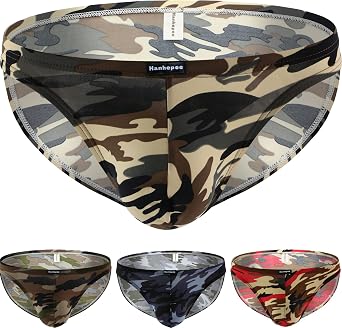 Mens Camouflage Briefs Sexy Hipster Briefs Soft Stretch Bikini Underwears