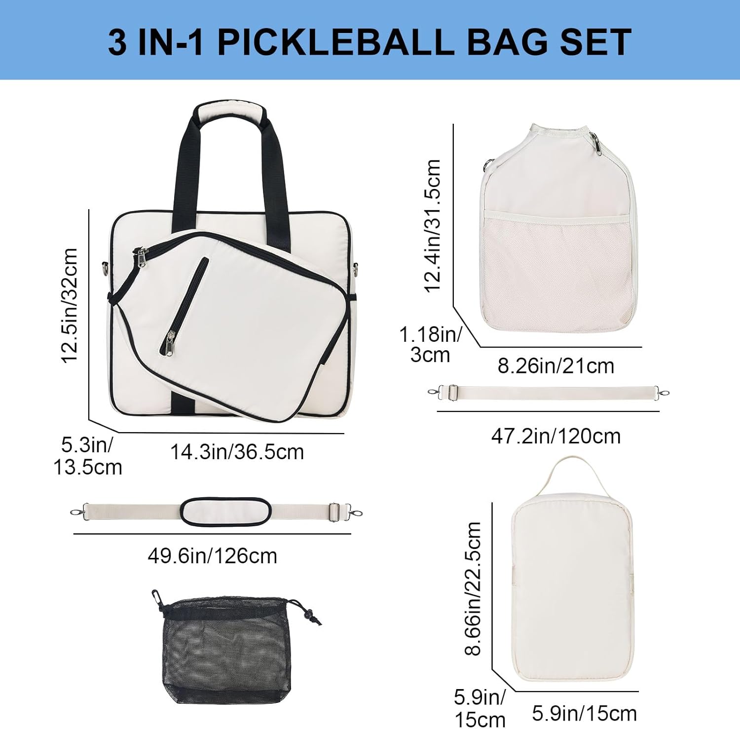 LAKE OF FIRE Pickleball Bag for Women Men,Stylish Nylon Water-Resistant Pickleball Paddle Bag Large Capacity Crossbody Bags - Image 3
