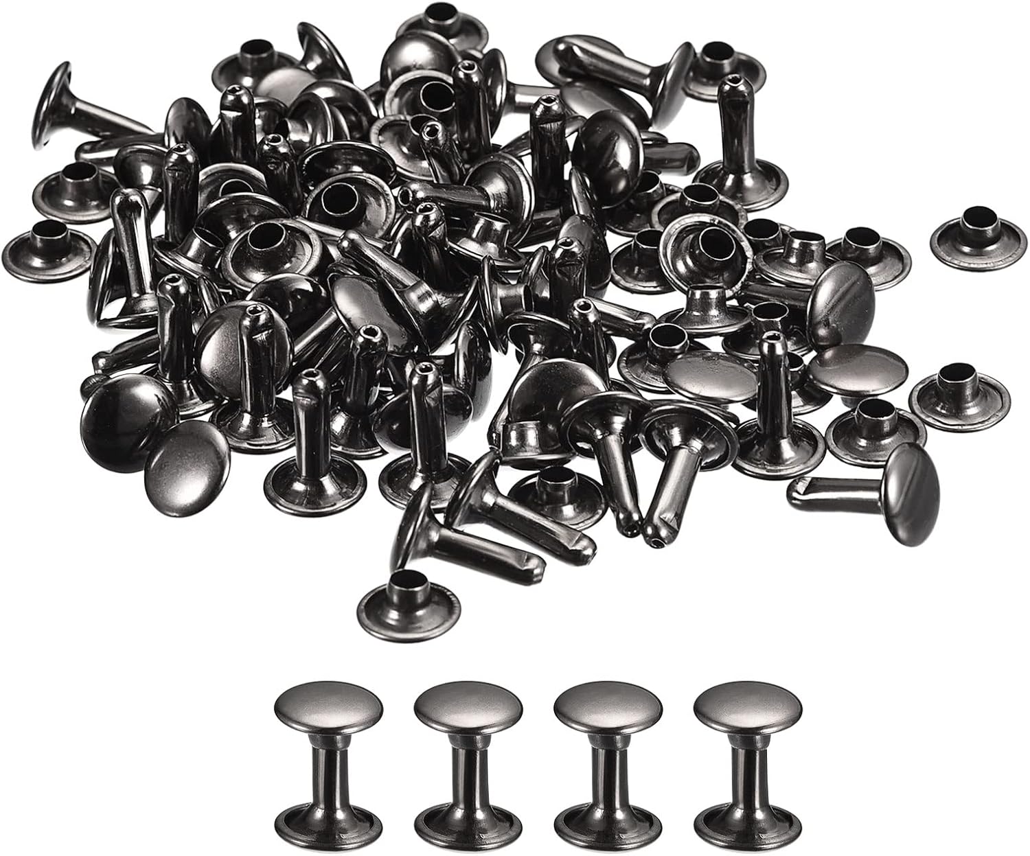 uxcell 50 Sets Leather Rivets, 9mm Double Cap Rivets 12mm